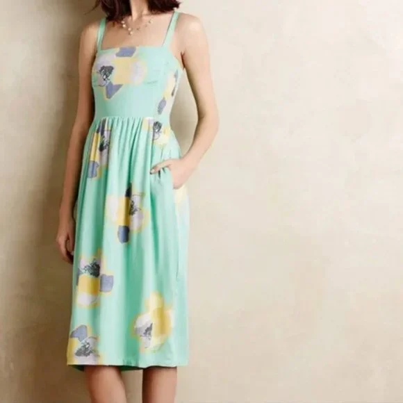 Corey Lynn Calter Dresses | Anthropologie - Corey Lynn Calter - Sketchbook Floral Mint Midi Dress - Size S | Color: Green/Purple | Size: S |